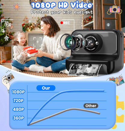 Kinders Kitsdruk 1080P HD Video Digitale Kamera m/ 32G Kaart - (Swart)