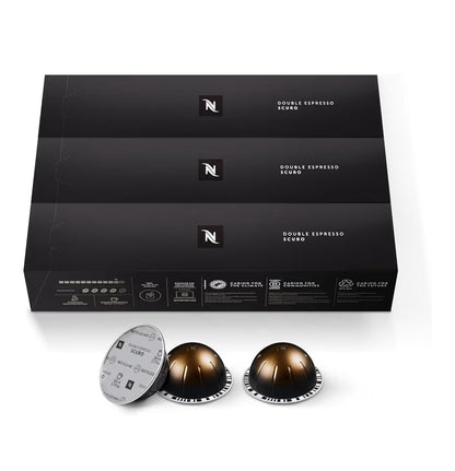 Nespresso Kapsules Vertuo, Dubbele Espresso Scuro, Donkergeroosterde Espressokoffie, Maak 80ml. - 30 Kapsules Koffie