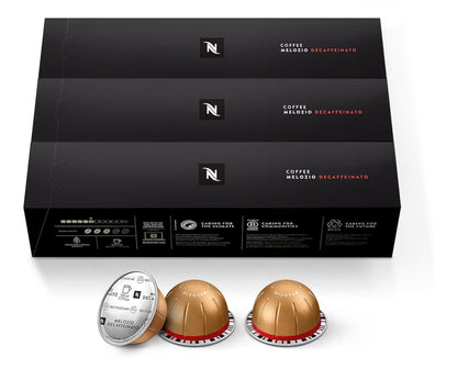 Nespresso Kapsules Vertuo, Melozio Decaffeinato, Medium-geroosterde Espresso - (30 Stuks) Koffiepads Lewer (7.8 oz.)