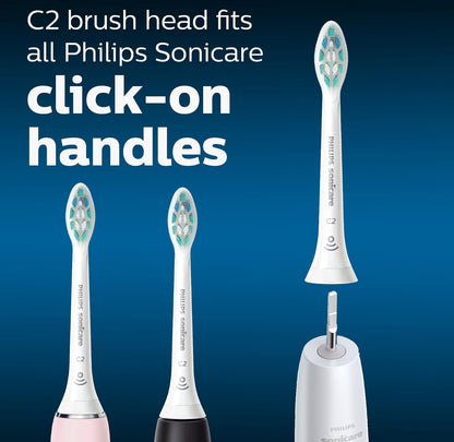Philips Sonicare Oorspronklike C2 Optimale Plakbeheer Tandeborselkoppe, 3 Borselkoppe (Wit) HX9023/65
