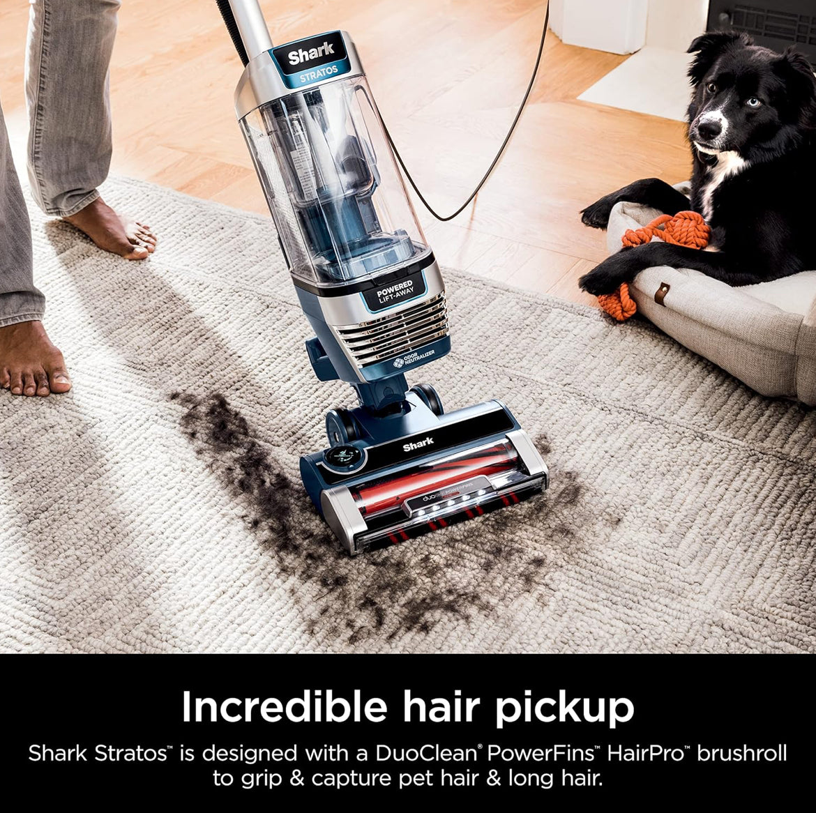 Shark Upright Vacuum, Stratos with DuoClean PowerFins, HairPro, Powered Lift-Away - NEW