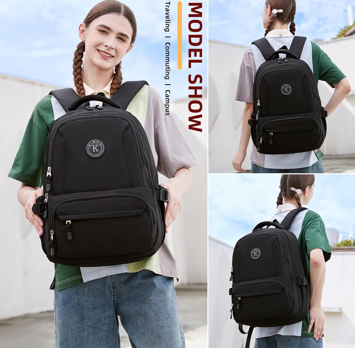 Laptop Backpack for Women Men 17 Inch , Anti Theft Carry on Travel Backpacks, Water Resistant College Bookbag Large Kids School Bag for Teens Boys Girls Business Work Back Pack Casual Daypack Black