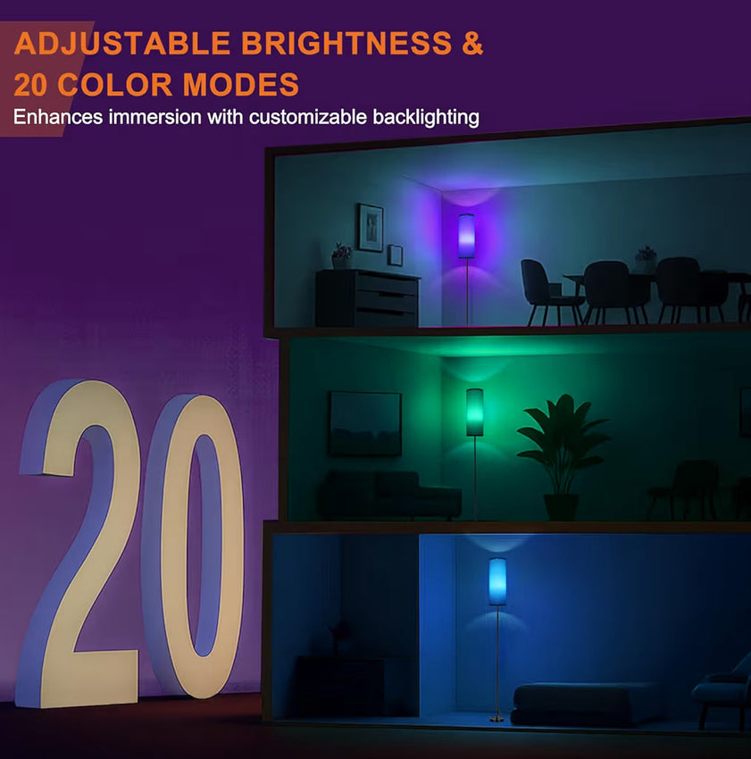 Hoë Staande Lampe, Moderne RGB Slim Gloeilamp, Verstelbare Helderheid, 800 LM - Voetskakelaar