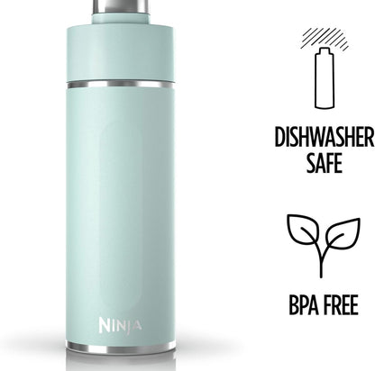 Ninja DW2401MT Thirsti 24oz Reiswaterbottel Lekvry, 24 Ure Koud, Skottelgoedwasser Veilig, Roesvrye Staal Geïsoleerde Tuimelaar, See-skuim Blou