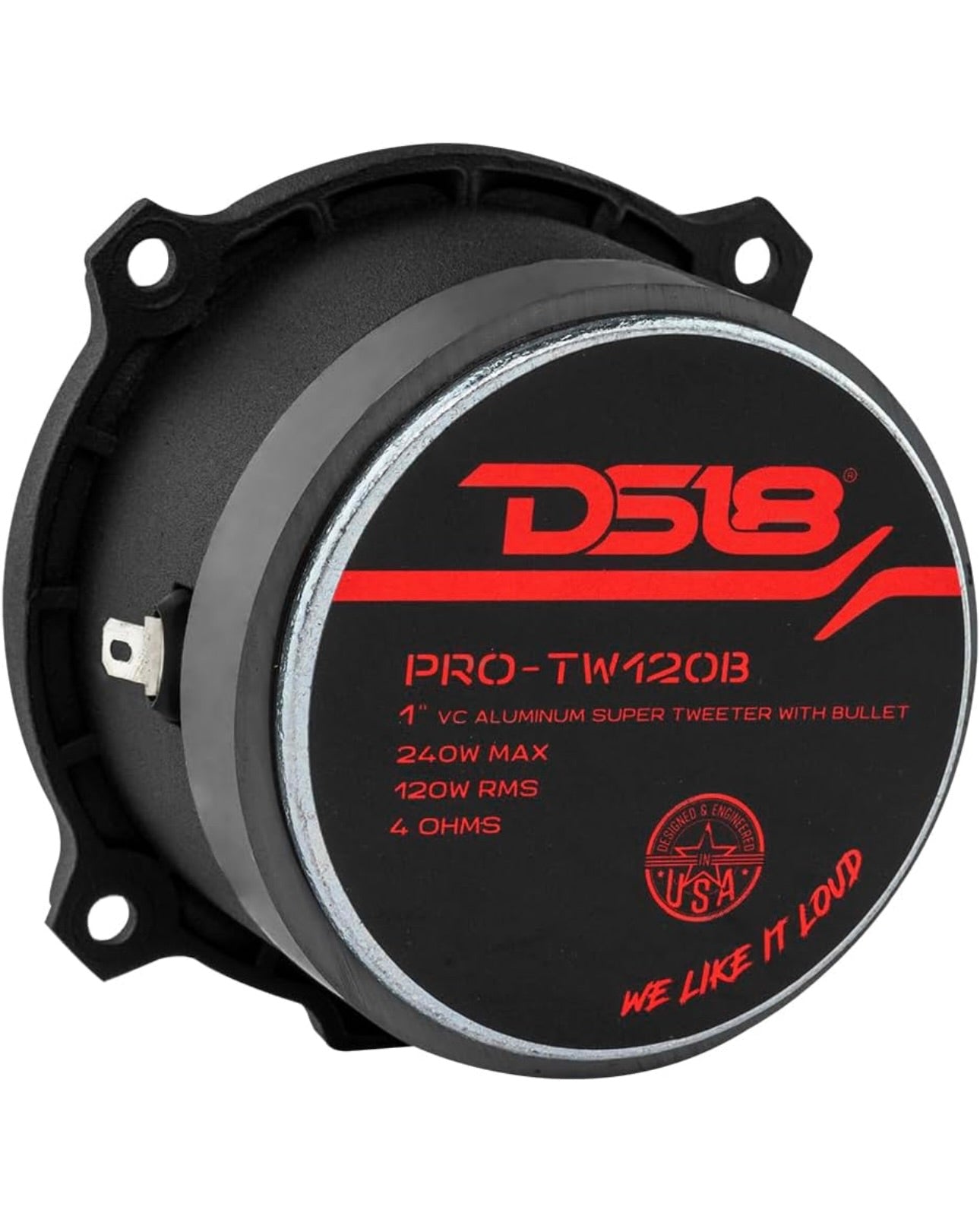 DS18 PRO-TW120B PRO Tweeter in Black - 3" 240W Max 4 Ohms, Built in Crossover -  (Pair)