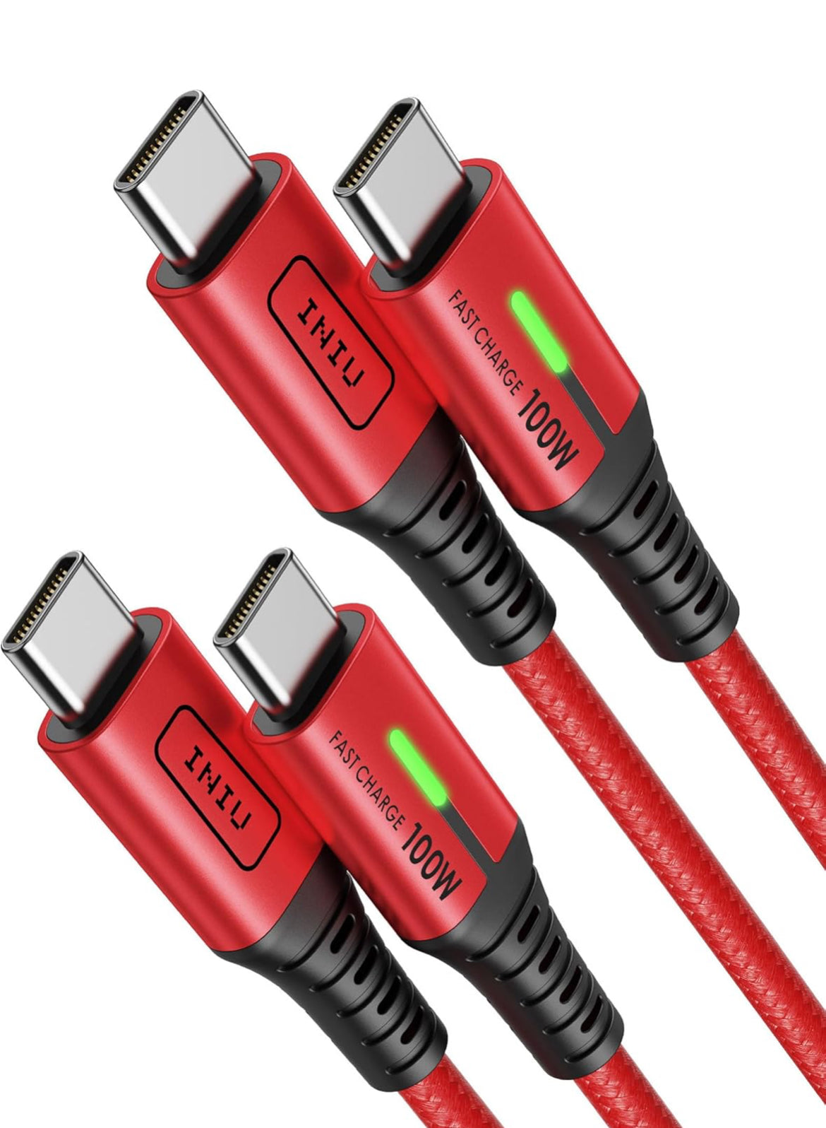 INIU USB C to USB C Cable, [6.6ft, Red] 2-Pack C Cable to C Cable for iPhone 15 Pro Max, Samsung Galaxy S22 S10 A9, MacBook Pro, iPad Air, and More