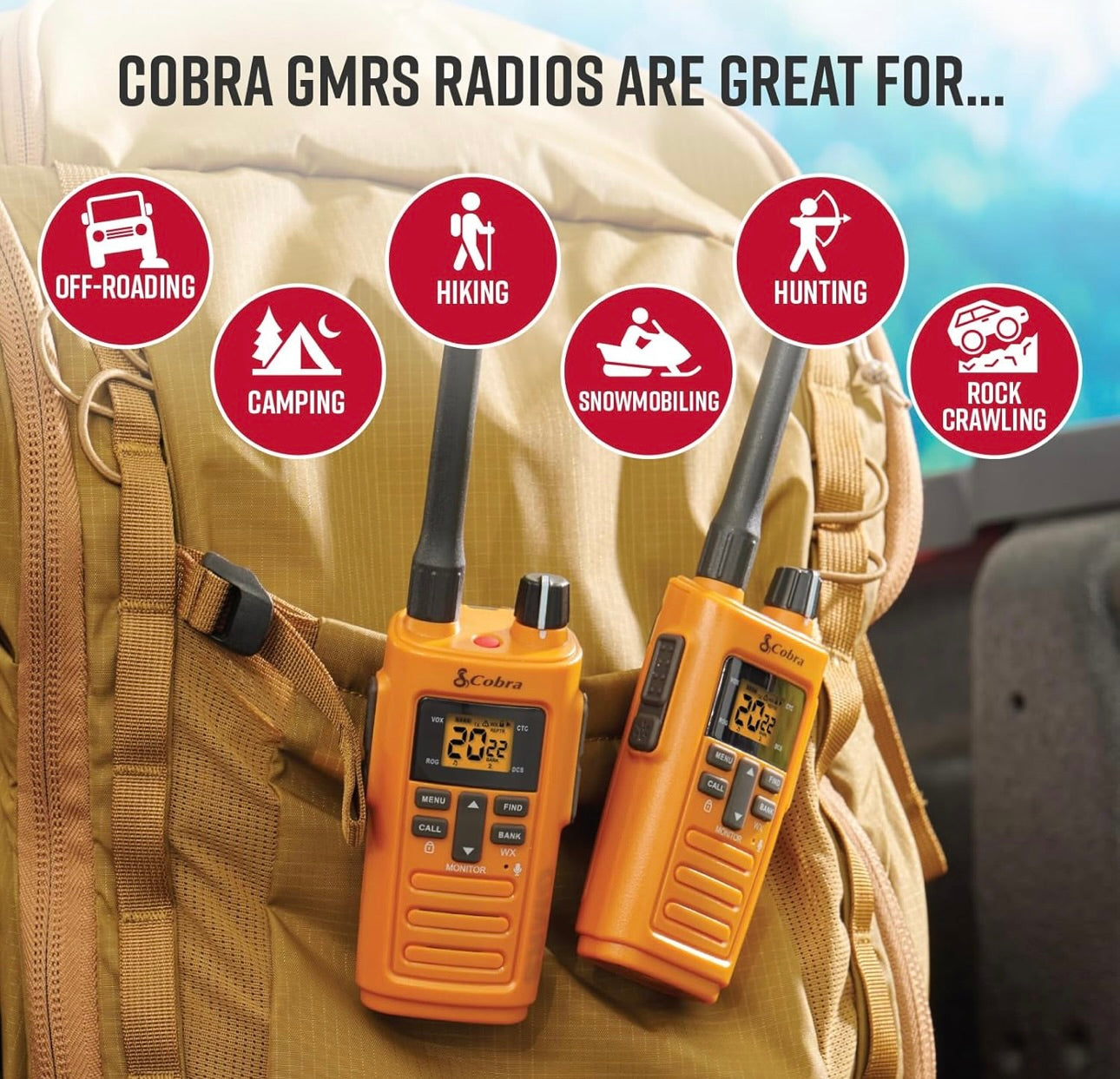 Cobra Trailblazer 250 GMRS Radio (2-pak) – AA Battery Aangedryf met USB-C Laai, Kompakte 2.5W Langafstand Walkie Talkies, NOAA, Programmeerbare Sagteware, Verwyderbare Antenna, Herhaler Bekwaam