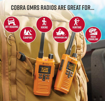 Cobra Trailblazer 250 GMRS Radio (2-pak) – AA Battery Aangedryf met USB-C Laai, Kompakte 2.5W Langafstand Walkie Talkies, NOAA, Programmeerbare Sagteware, Verwyderbare Antenna, Herhaler Bekwaam