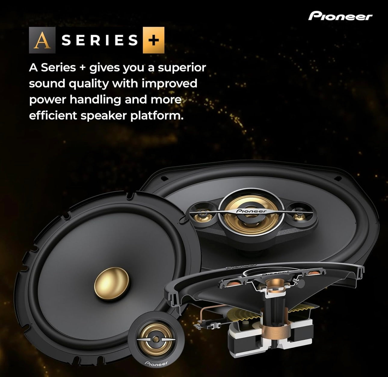 Haut-parleurs coaxiaux de voiture Pioneer TS-A6991FH, 5 voies, gamme complète, qualité sonore claire, installation facile et réponse améliorée des basses, haut-parleurs ovales à panier profond de 6 po x 9 po