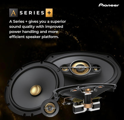 Pioneer TS-A6991FH, 5-rigting Koaksiale Motoroudioluidsprekers, Volreeks, Helder Klankgehalte, Maklike Installasie en Verbeterde Basrespons, Diep Mandjie 6” x 9” Ovale Luidsprekers