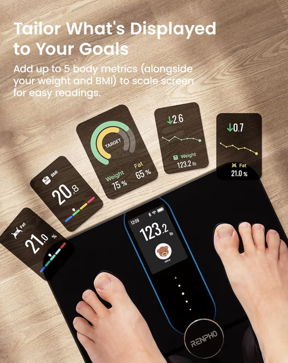 Smart Digital Scale for Body Weight Fat w/ Color Display, Wi-Fi & Bluetooth Fitness Equipment for BMI Muscle Mass Composition