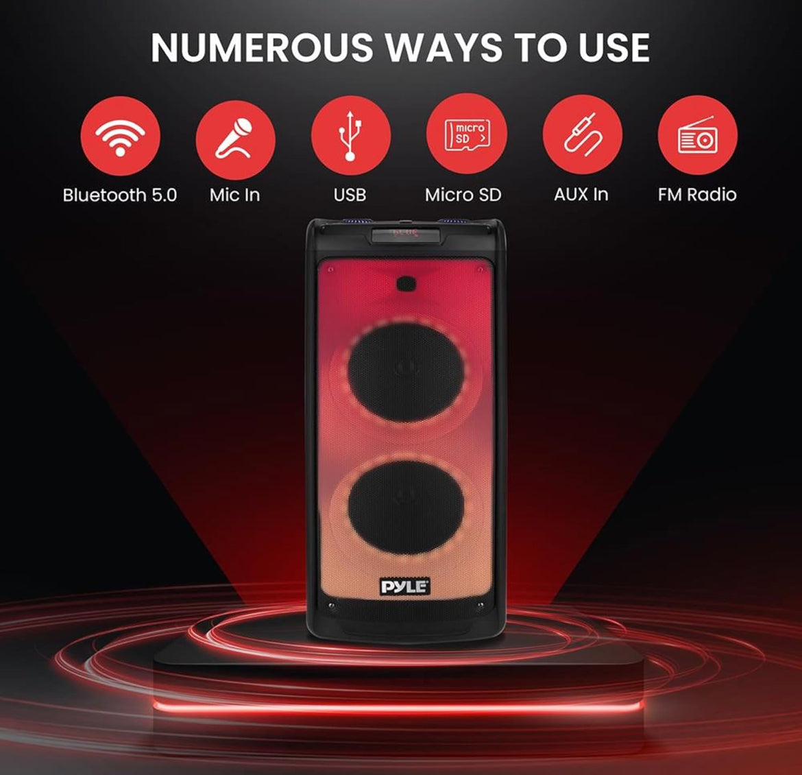 Draagbare Bluetooth PA-luidsprekerstelsel – 500W Herlaaibare Binne Buitestel met Dubbele 8” Woofer & Tweeter, Oudio-opname, Koordlose Mikrofoon, Vlammende Lig, Radio, MP3/USB/Mikro SD, Afstandsbediening