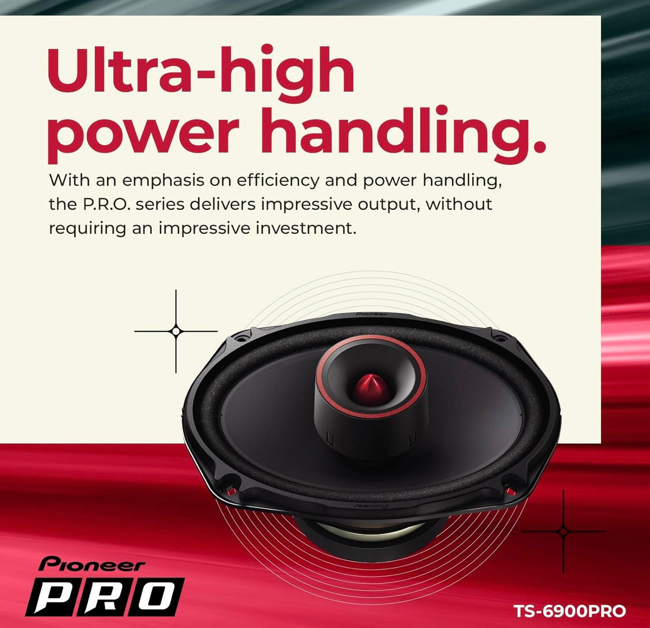 Pioneer TS-6900PRO, 2-rigting-motorluidsprekers, Volreeks, Helder Klankgehalte, Maklike Installasie en Verbeterde Basreaksie, 6” x 9” Luidsprekers
