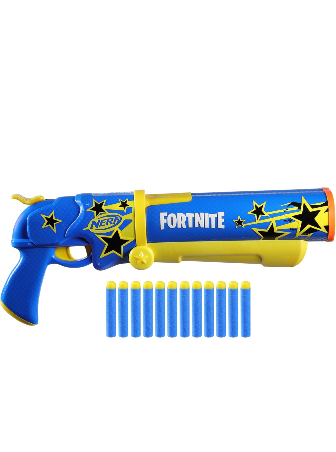 Nerf Fortnite Half Tone Hero Blaster, Bonus Code to Unlock Half Tone Hero Wrap in the Game, Break Open Loading, 12 Nerf Elite Darts, Fortnite Gifts