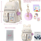 Backpack for Girls, 15.6 Inch Laptop School Bag Kids Kindergarten Elementary College Backpacks Large Bookbags for Teen Girl Women Students Casual Travel Daypacks (Beige)
