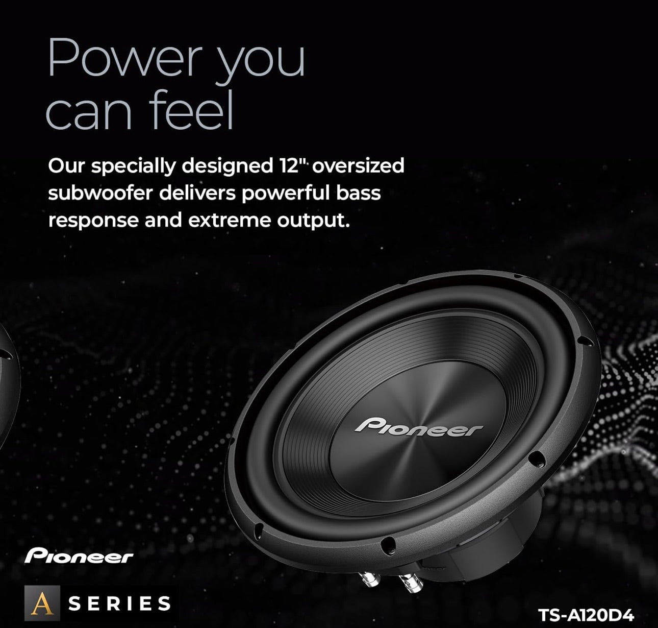 Pioneer TS-A120D4 12” Oversized Subwoofer, 1500 Watts Peak Power, Double 4 Ohms Voice Coil for Deep, Enhanced Bass Response, Shallow Design, Flexible Fit
