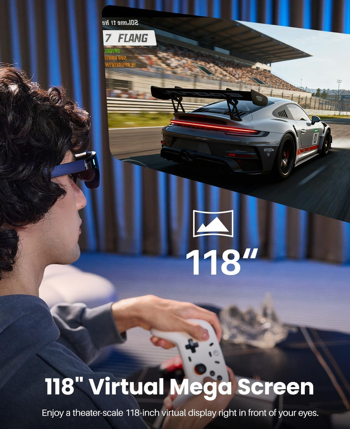 TOZO VIZO V1 AR Glasses with Ultra-Bright Display, Built-in Stereo Speakers, Adjustable Myopia Correction (0–500°), 118" Virtual Mega Screen, 2D/3D Mode Switching Compatible for iPhone/Mac/PC