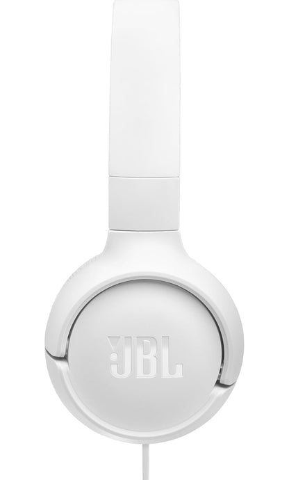 JBL Tune 520C - Bedrade On-Ear-koptelefoon met USB-C, Hi-Res Klankondersteuning, Suiwer Basklank, Gemaklike Pasvorm, USB-C-konnektiwiteit, 3-Knoppie Afstandbeheer met Mikrofoon en EQ-voorinstellingsbeheer (Wit)