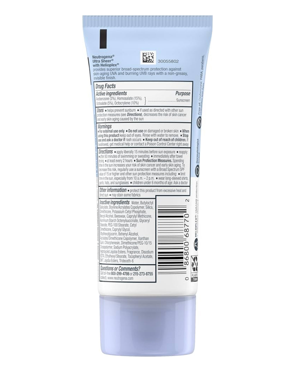 Neutrogena Ultra Sheer Sonskermroom SPF 70 Waterbestand Olielose (3 Fl Oz Pakkie van 2)