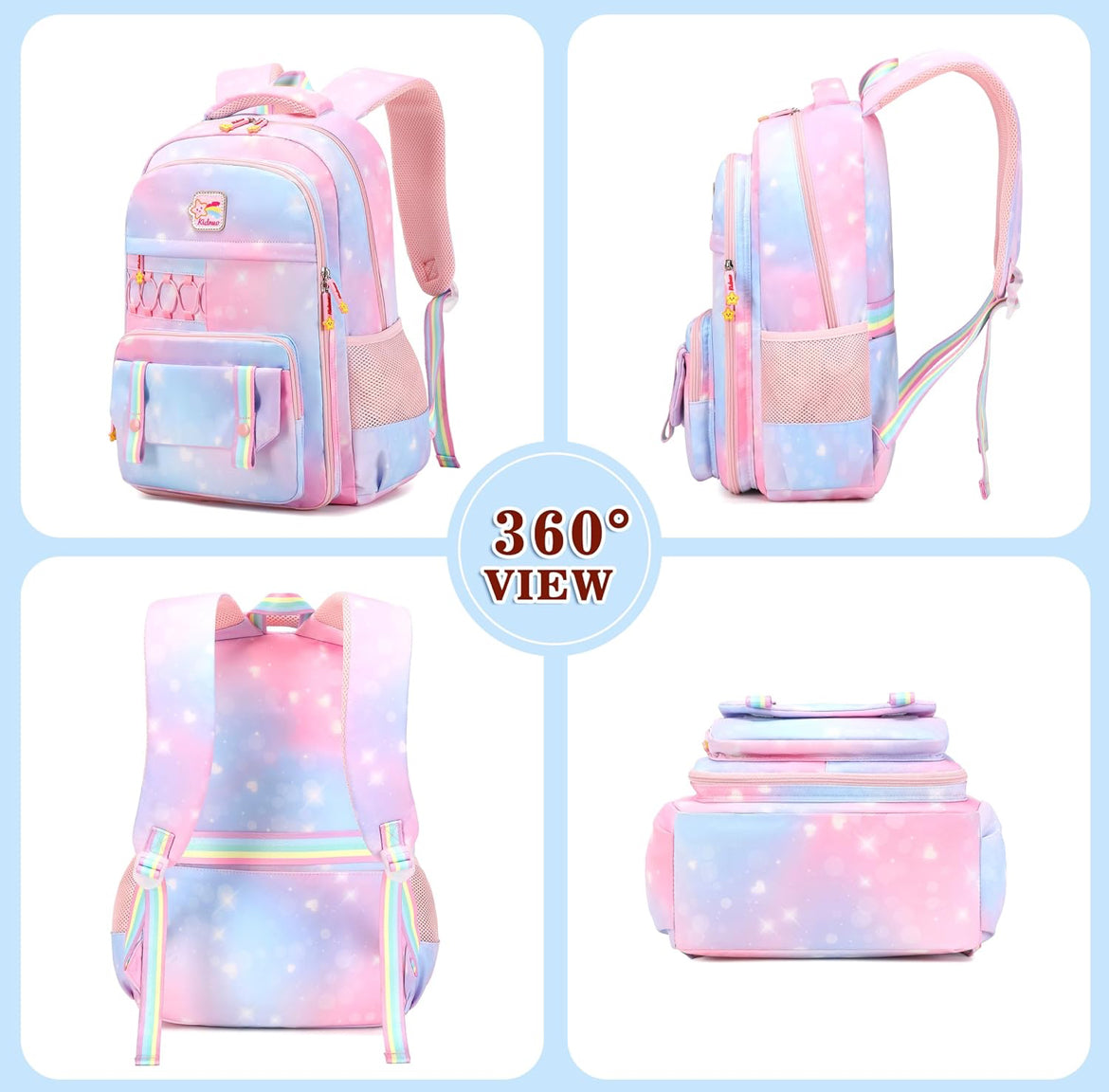 Girls Backpack 15.6 Inch Laptop School Bag Cute Kids Kindergarten Elementary Backpacks Middle Schoolbag Large Bookbags for Women Teens Students Anti Theft Travel Daypack (Pink)