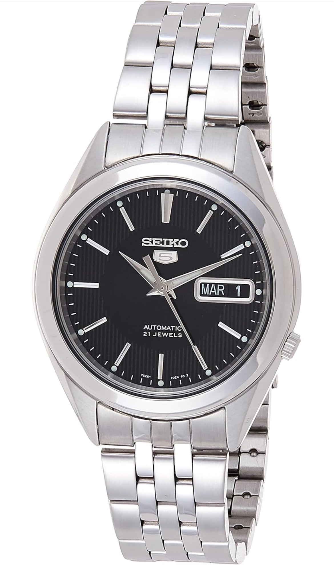 Seiko 5 Manshorlosie van vlekvrye staal