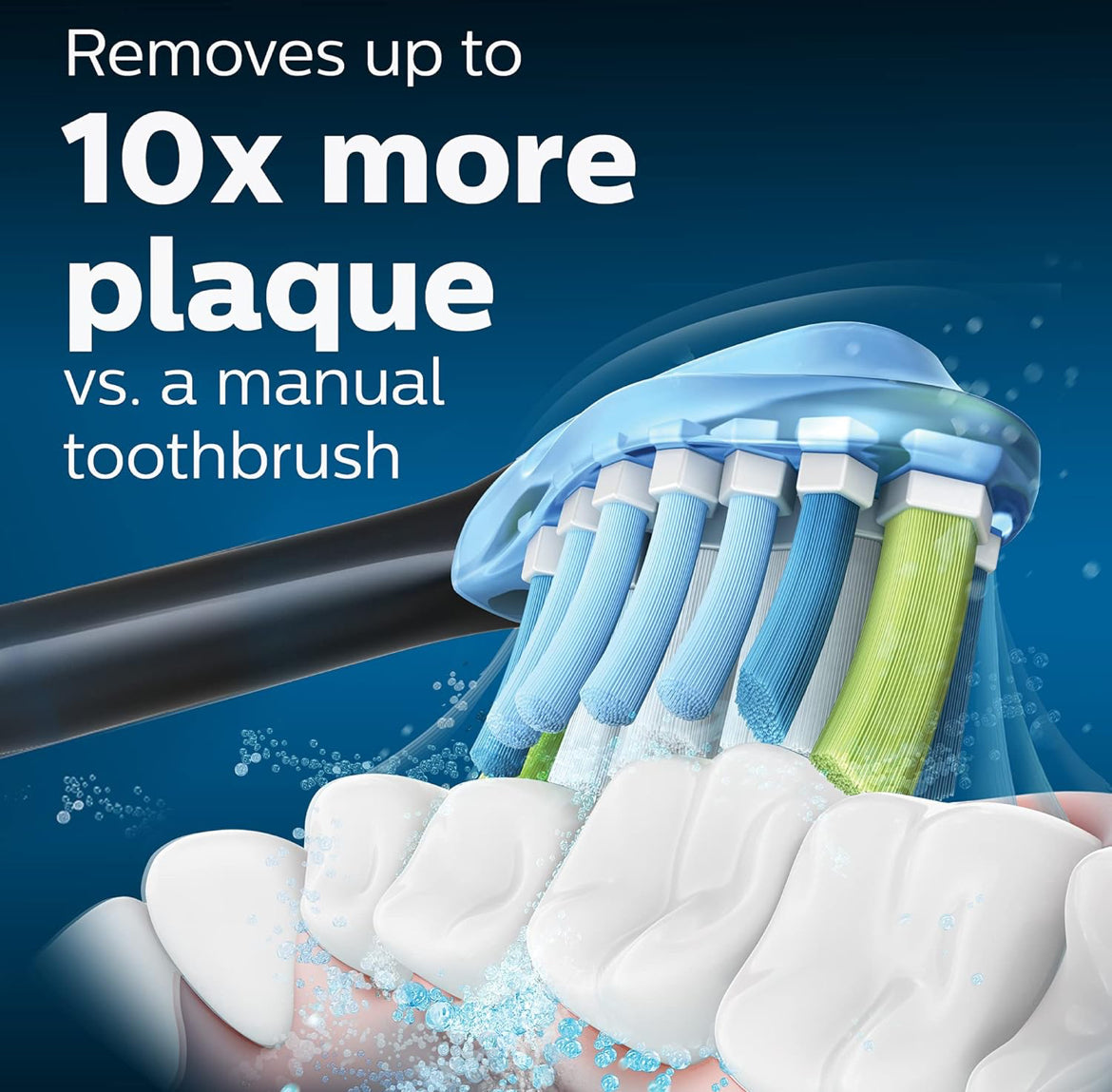 Philips Sonicare Oorspronklike C3 Premium Plaque Control Vervangende Tandeborselkoppe, 2 Borselkoppe (Swart) HX9042/95
