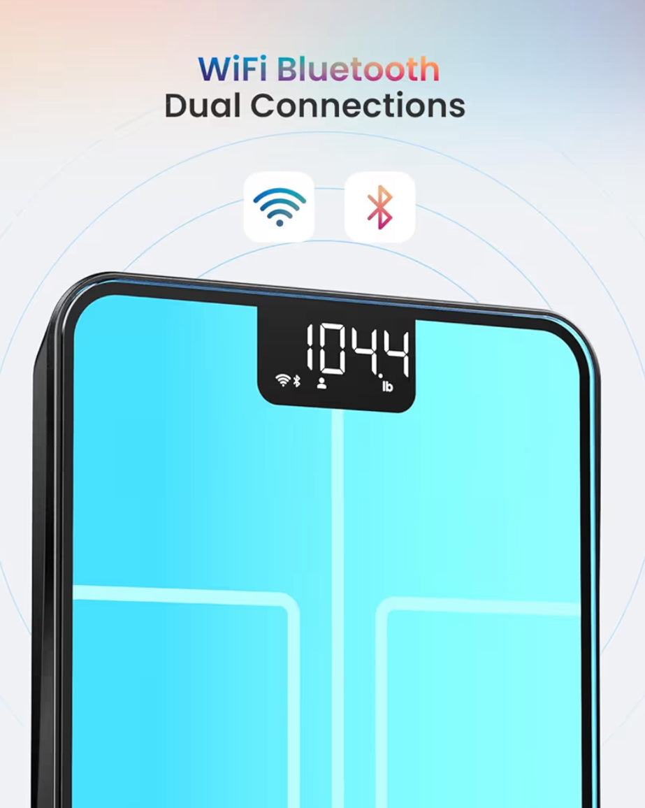 Smart Scale for Body Weight, BMI, Wi-Fi Rechargeable, RGB Lighting Sync with Fitness App