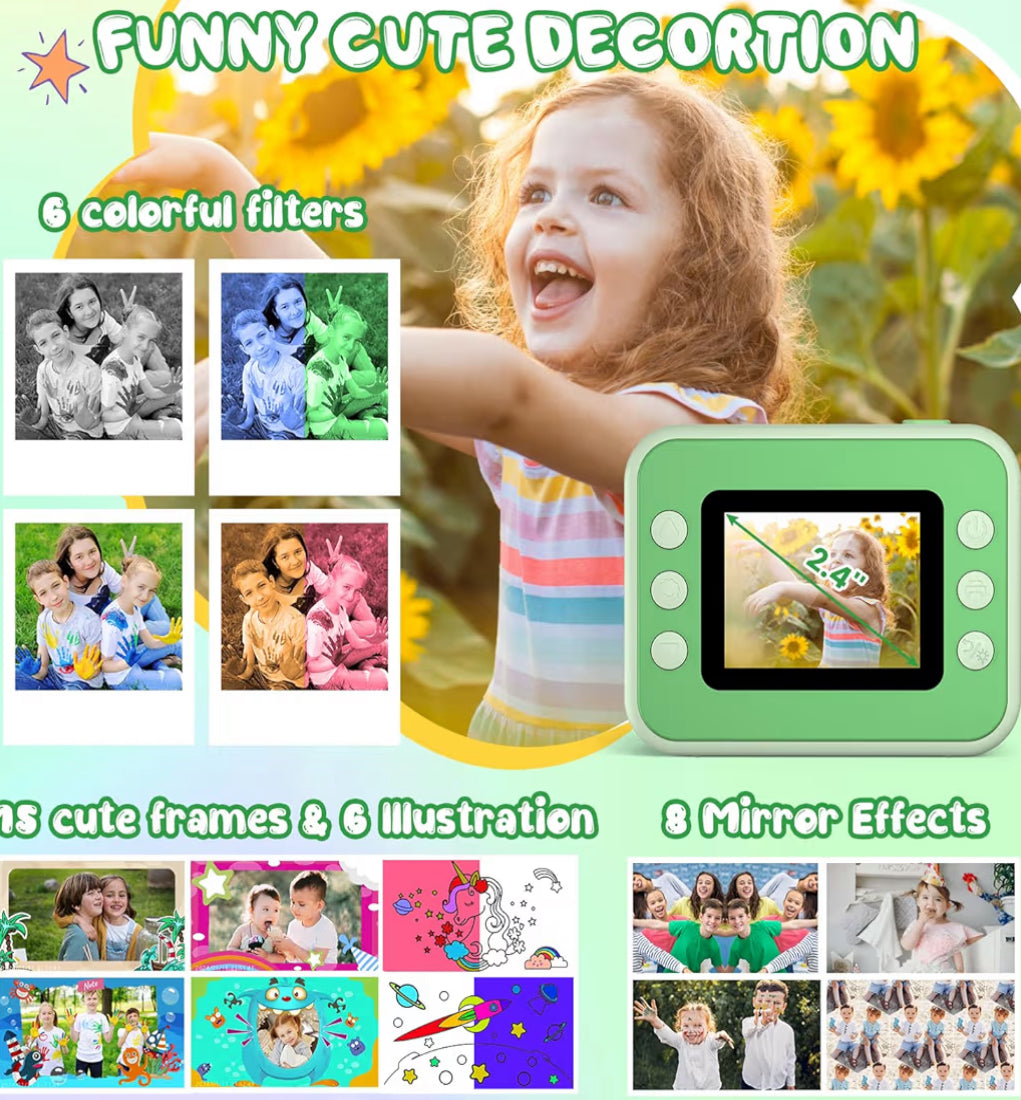 Kinders Kits Druk 1080p HD Video Digitale Kamera met 32G Kaart - (Groen)