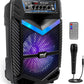 Portable Bluetooth PA Speaker System  600W Rechargeable 10” Subwoofer 1” Tweeter, Recording Function, Mic In Party Lights USB/SD Radio