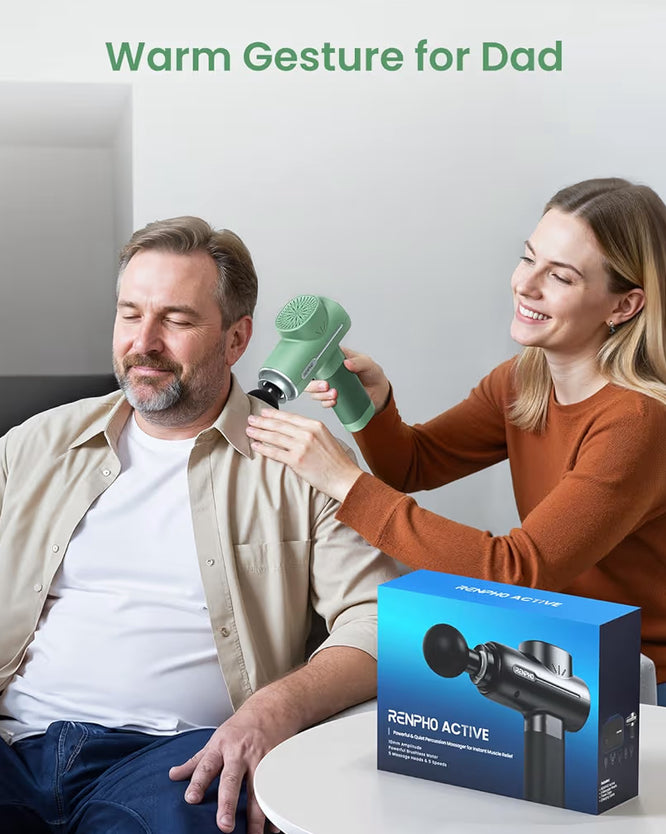 Massage Gun Deep Tissue Portable Percussion Massager for Back and Neck, Handheld Device with Carry Case - (Active Green)