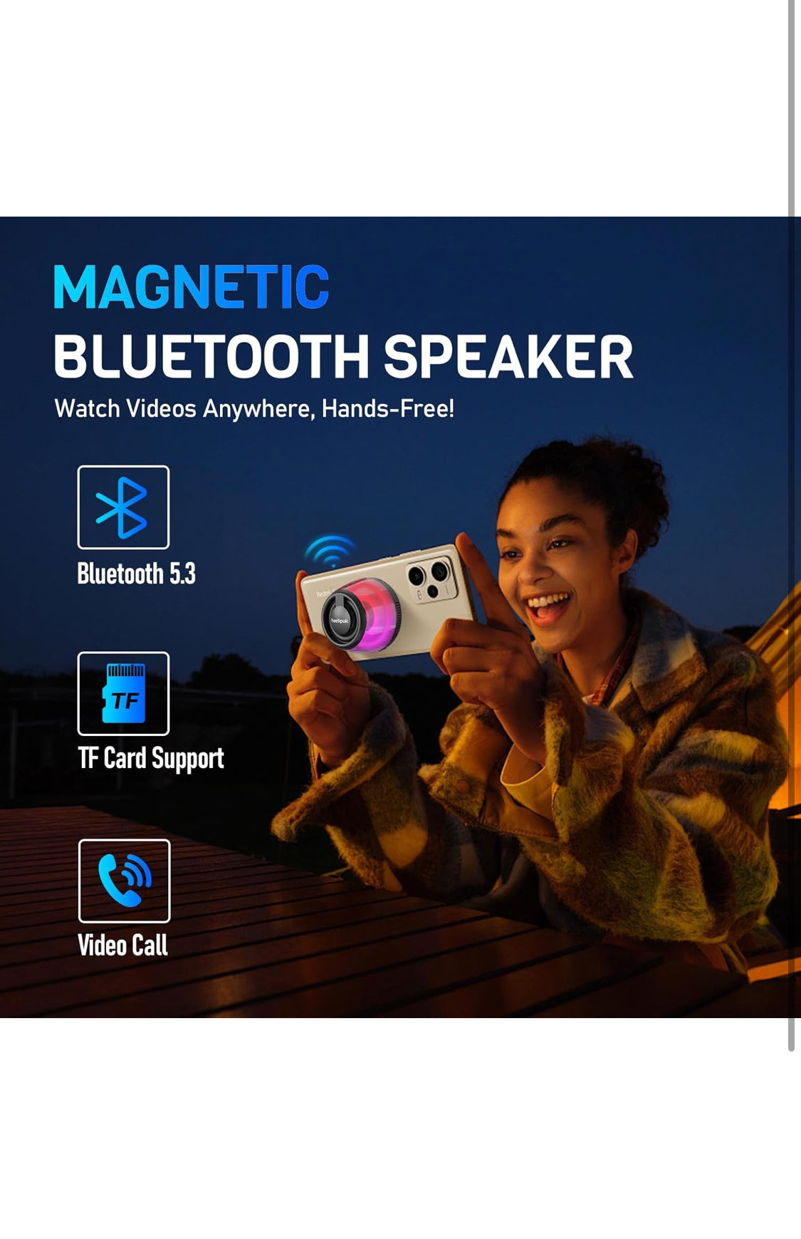 Magnetic Bluetooth Loudspeaker, Portable Mini Bluetooth Speaker Small with Cell Phone Stand