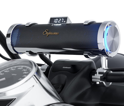 Motorcycle Speakers Bluetooth 6-Speaker Radio Audio SystemWaterproof Aluminum Sound Bar, Built-in Amp, LED light, Remote Control, FM Radio/USB/AUX