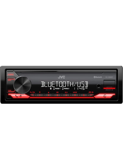 JVC KD-X280BT Bluetooth Motorradio met USB-poort – AM/FM-radio, MP3-speler, Hoëkontras LCD, 50 Watt, Afneembare Voorpaneel – Enkel DIN – 13-band EQ