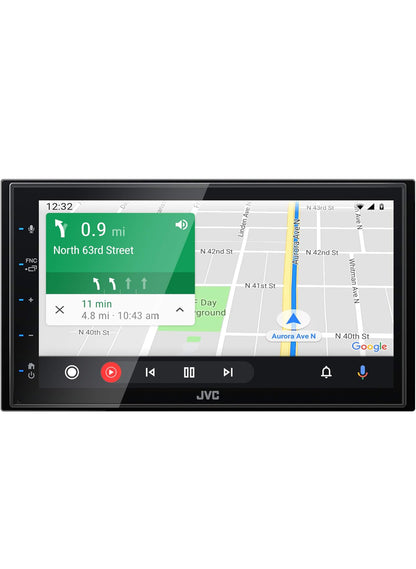 JVC KW-M560BT Apple CarPlay Android Auto Multimedia Speler met 6.8" Kapasitiewe Raakskerm, Bluetooth Oudio en Handvrye Oproepe, MP3 Speler, Dubbel DIN, 13-Band EQ, SiriusXM, AM/FM Motorradio