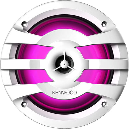 Kenwood KFC-1673MRWL 6-1/2" Twee-rigting mariene luidsprekers met roosters (paar) | Ingeboude LED-ligte (wit)