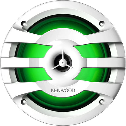 Kenwood KFC-1673MRWL 6-1/2" Twee-rigting mariene luidsprekers met roosters (paar) | Ingeboude LED-ligte (wit)