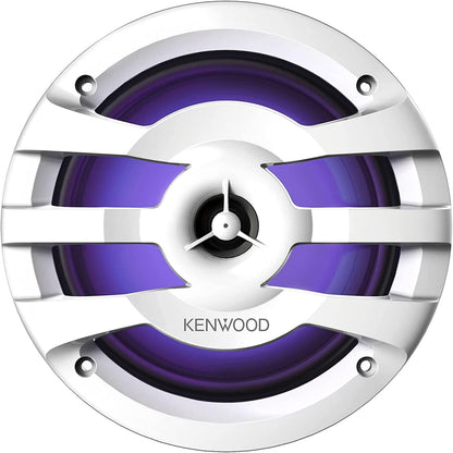 Kenwood KFC-1673MRWL 6-1/2" Twee-rigting mariene luidsprekers met roosters (paar) | Ingeboude LED-ligte (wit)