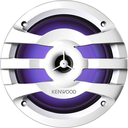 Kenwood KFC-1673MRWL 6-1/2" Twee-rigting mariene luidsprekers met roosters (paar) | Ingeboude LED-ligte (wit)
