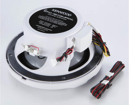Kenwood KFC-1673MRWL 6-1/2" Twee-rigting mariene luidsprekers met roosters (paar) | Ingeboude LED-ligte (wit)
