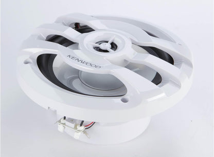 Kenwood KFC-1673MRWL 6-1/2" Twee-rigting mariene luidsprekers met roosters (paar) | Ingeboude LED-ligte (wit)