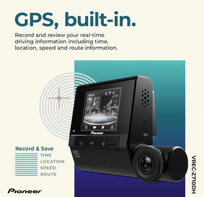 Pioneer VREC-Z710DH - Hoëdefinisie Dash Cam, 4K Ultra HD-opname, Dubbelkanaal, GPS-opsporing, Wi-Fi-konnektiwiteit, en Gevorderde Bestuurderbystandstelsels