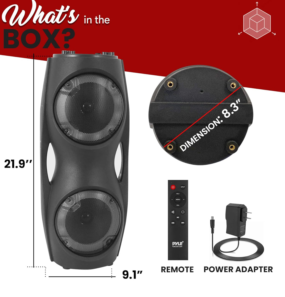 Portable Bluetooth 800W Indoor/Outdoor Bluetooth Speaker Portable System w/TWS, Recorder, Microphone in, Party Lights, USB SD Card Reader, FM Radio, Carry Handle PPHP62LB