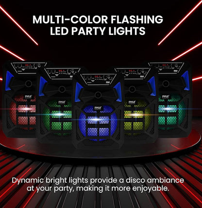 Draagbare Bluetooth PA Luidsprekerstelsel – 400W Draagbare Bluetooth Buitelewe Luidspreker PA Stelsel met Mikrofooninvoer, Partytjieligte, MP3/USB SD Kaartleser, FM Radio, Rolwiele – Mik, Afstandsbeheer – PPHP82SM