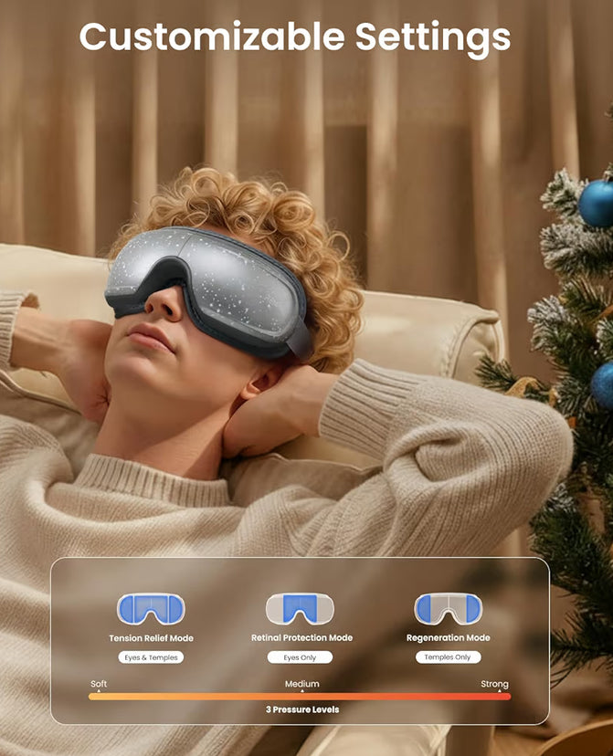Limited Edition Eye Massager w/ Heat and Cooling Eyeris 3 Voice Control, Eye Care Sleep Mask - Silver