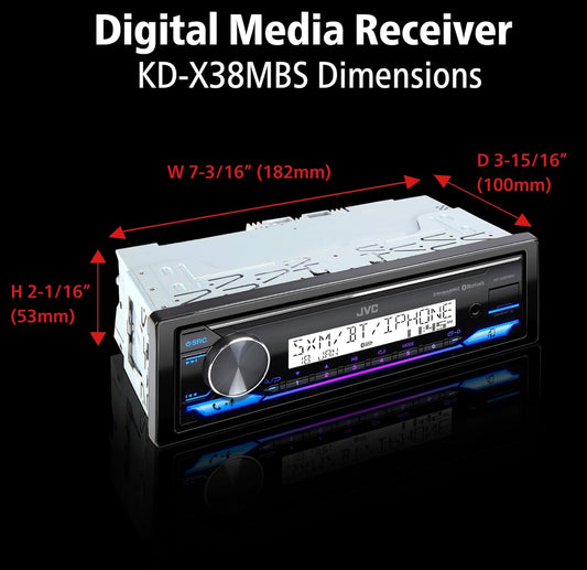 JVC KD-X38MBS Motor- en Mariene Digitale Media Ontvanger met Bluetooth, USB, SiriusXM Gereed, Versoenbaar met Amazon Alexa, Konformeel Bedekte PCB