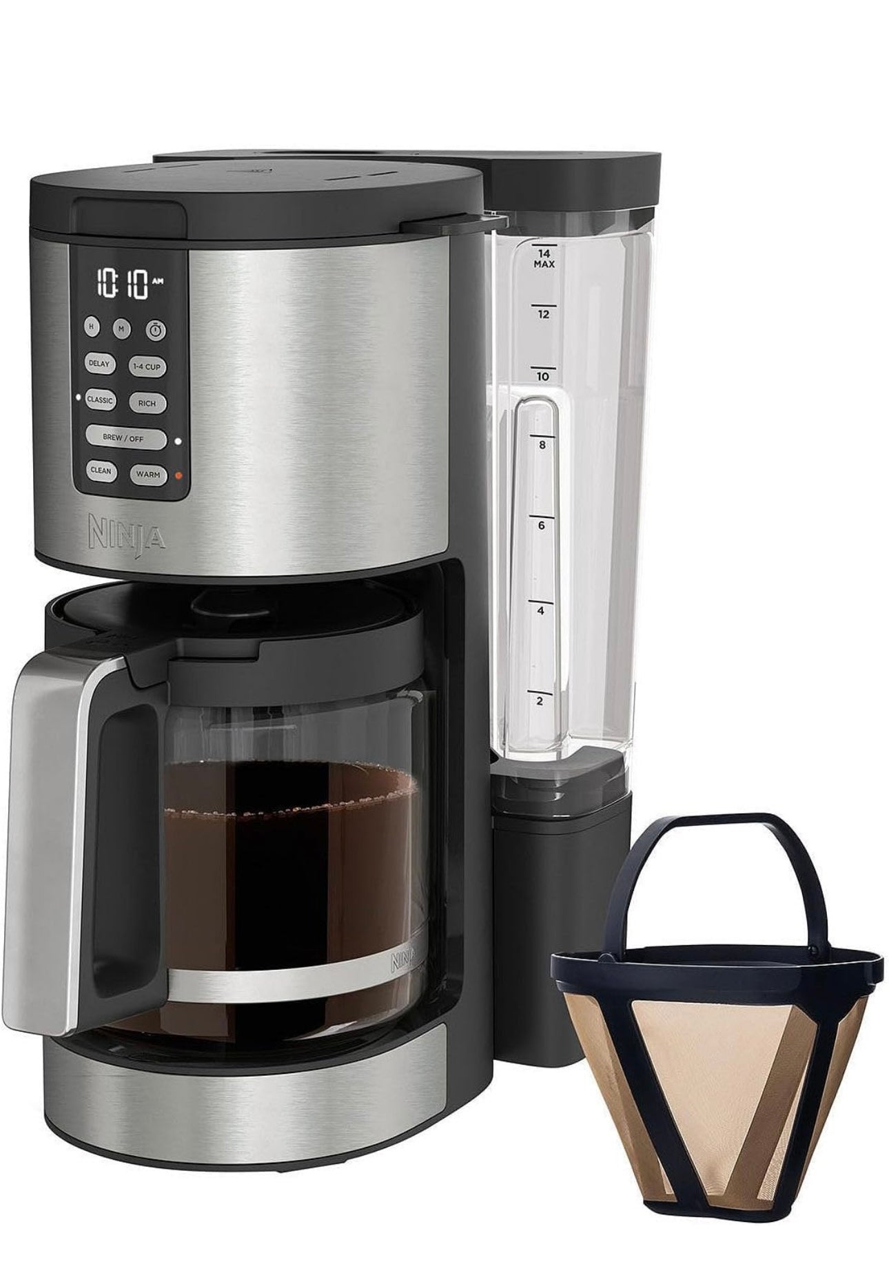 Ninja 14 Cup , Programmable Coffee Maker XL Pro with Permanent Filter - Stainless Steel DCM201