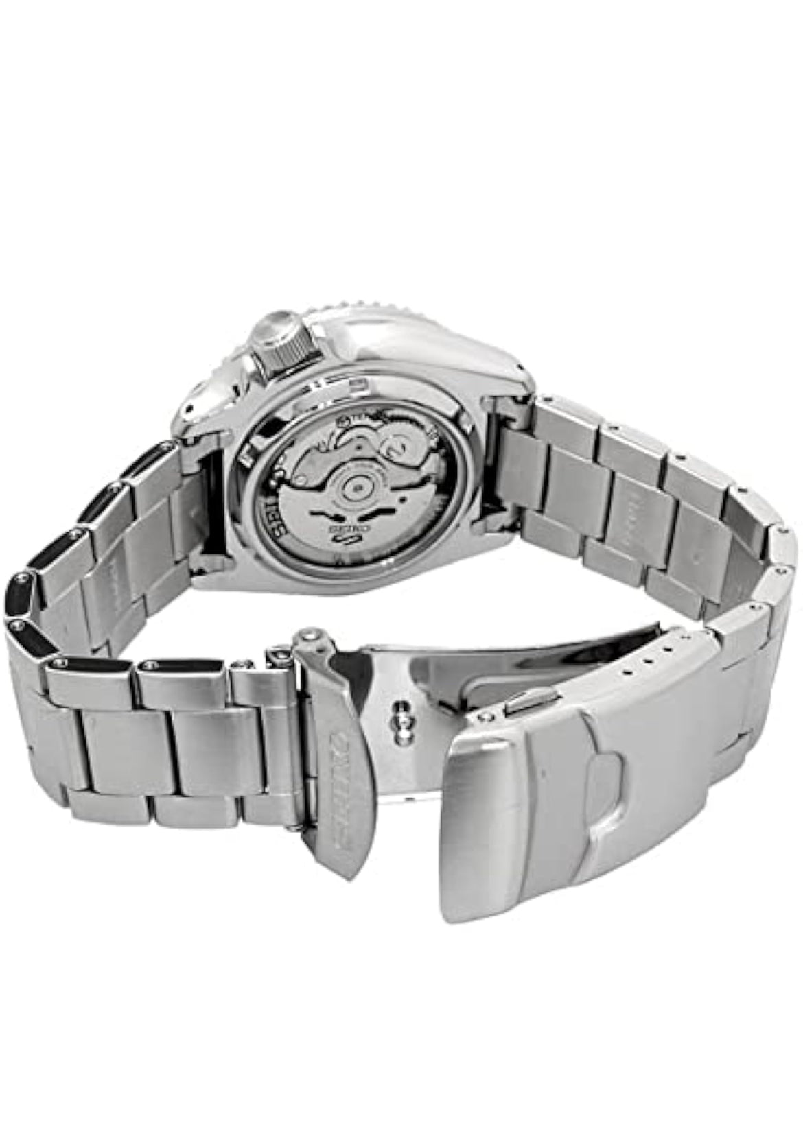 Montre Automatique SEIKO 5 Sports - Calendrier Jour/Date, Aiguilles et Index LumiBrite, Lunette Rotative, Étanche 100m - Orange