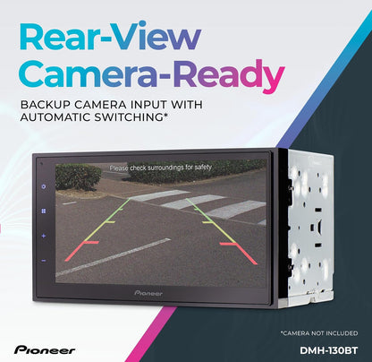 Pioneer DMH-130BT 6.8" Capacitive Touchscreen Double Din Car Stereo
Digital Multimedia Receiver, Bluetooth, Backup Camera, USB, FLAC, AM/FM, Short Chassis, 50W x 4 Output, Steering Wheel Input