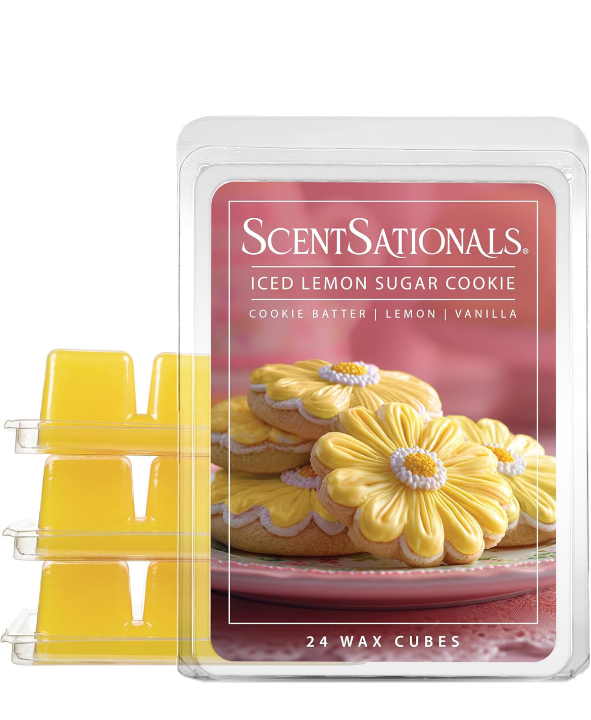 Scentsationals Wax Melts, Wax Cubes Strong Scent - Iced Lemon Sugar Cookies - Long Lasting Scented Melts for Warmer, 10oz (Pack of 4)