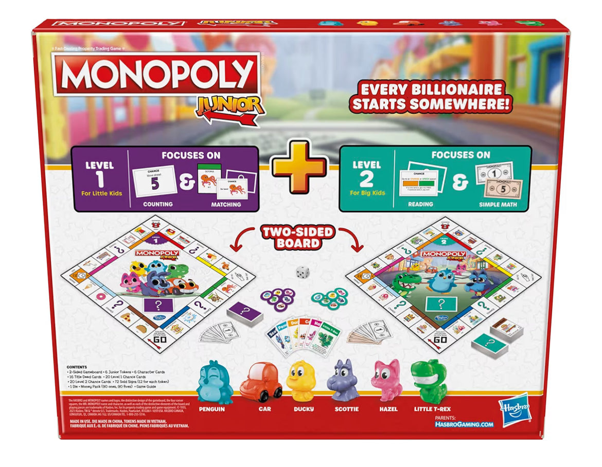 Hasbro Gaming Monopoly Junior Board Game - 2-Sided Gameboard